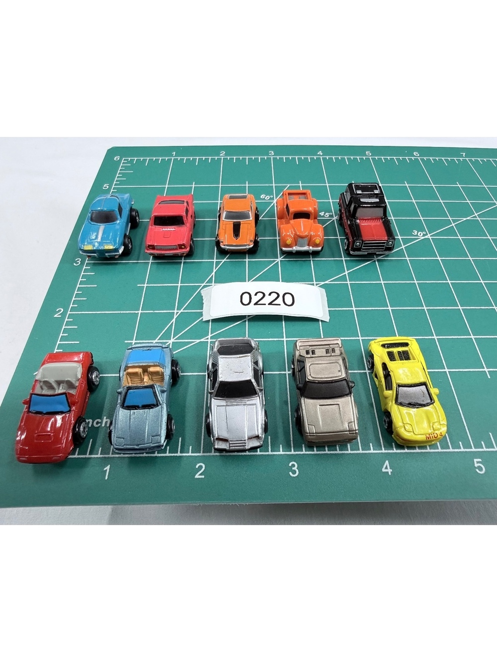Set of 10 Vintage Micro Machine Toy Cars in Various Colors and Styles
